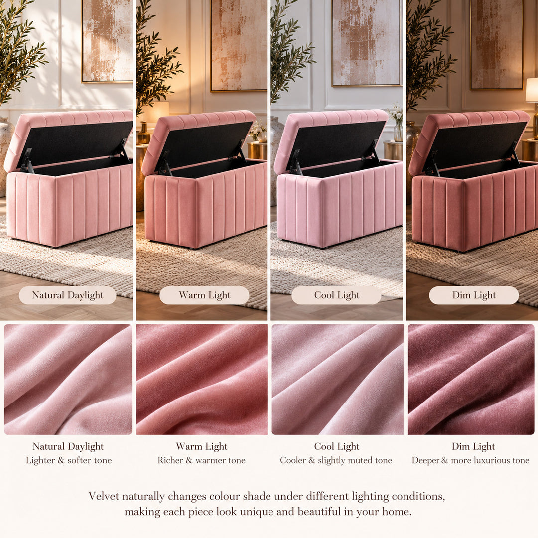 Lux Striped Ottoman Storage Box in Velvet