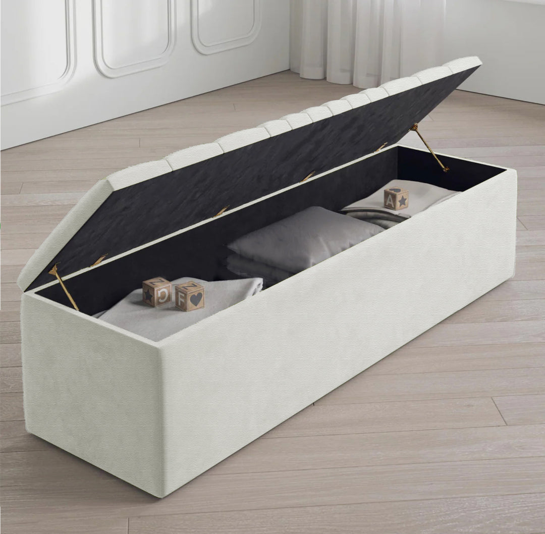 Large Naples Ottoman Storage Box - Striped Upholstered Blanket Box