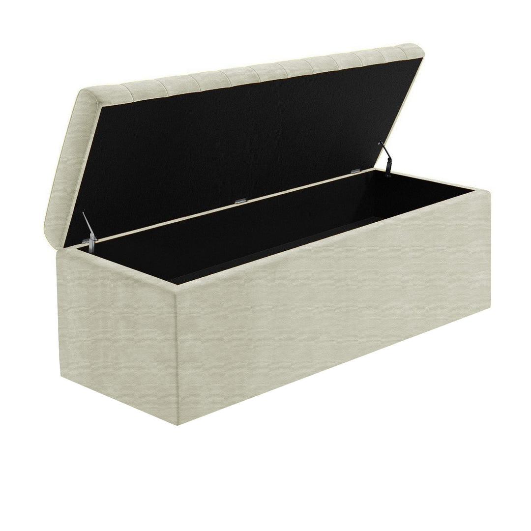 Large Safar Naples Ottoman Storage Box - Striped Upholstered Blanket Box