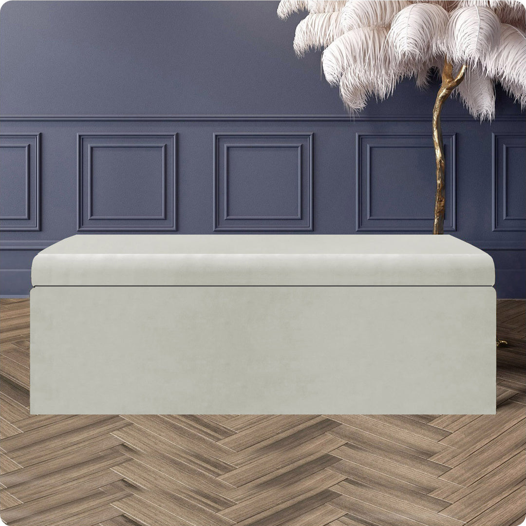 Safar Large Velvet Ottoman Storage Box with Plain Lid