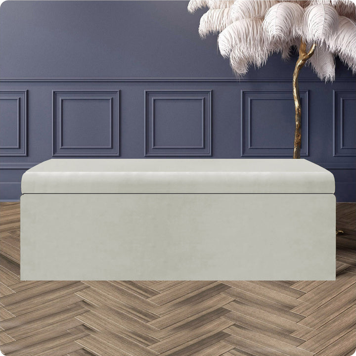 Safar Large Velvet Ottoman Storage Box with Plain Lid