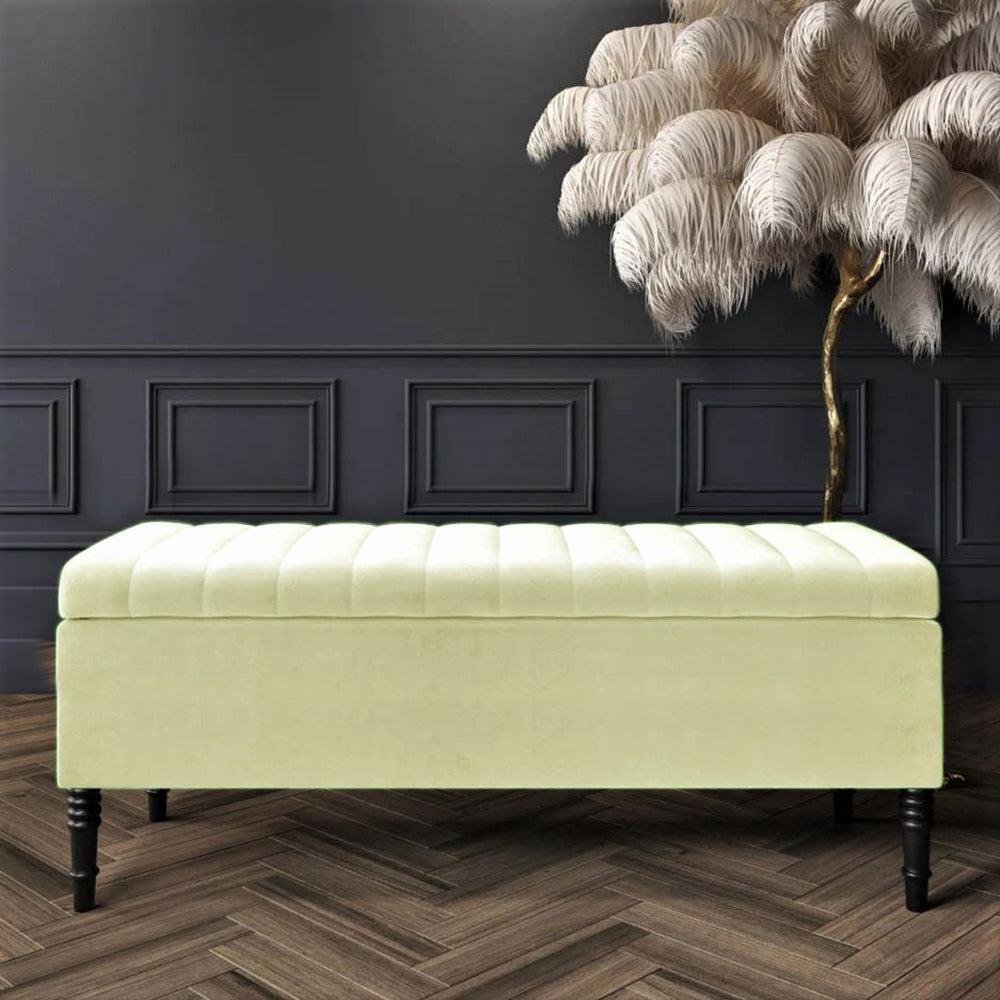 Paris Striped Ottoman Bench with storage