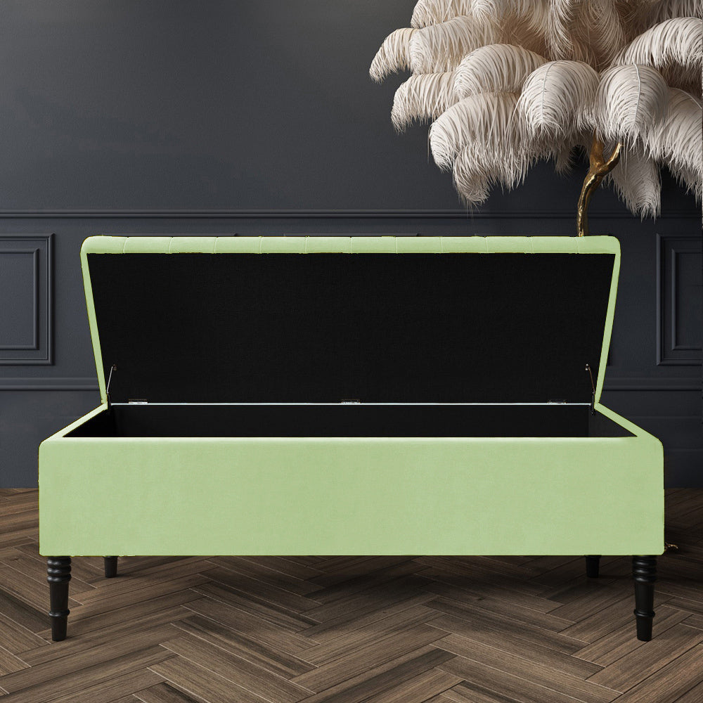 Paris Striped Ottoman Bench with storage