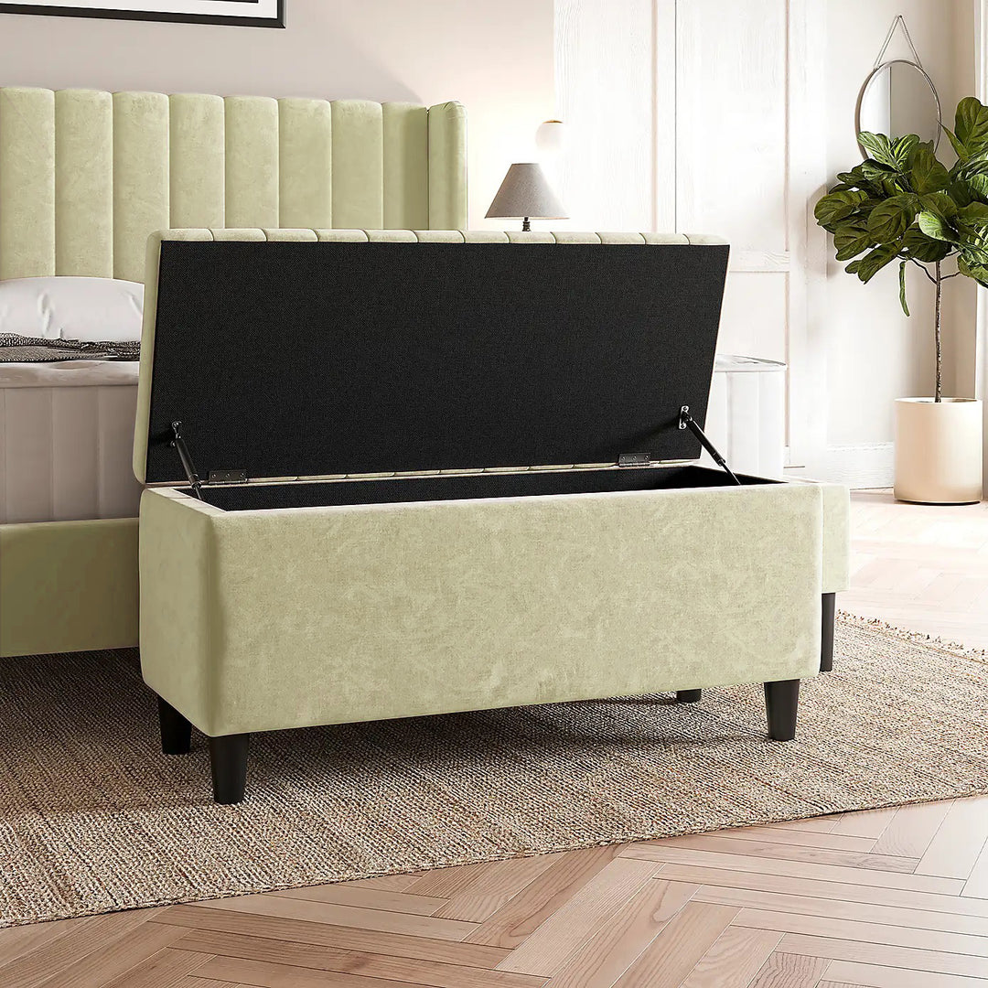 Lined Upholstered Ottoman Storage Box