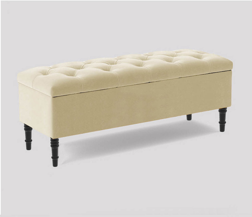 Swiss Chesterfield Upholstered Footstool