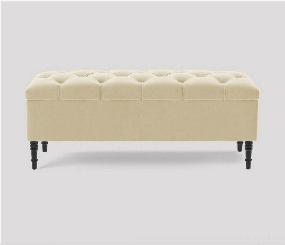 Swiss Chesterfield Upholstered Footstool