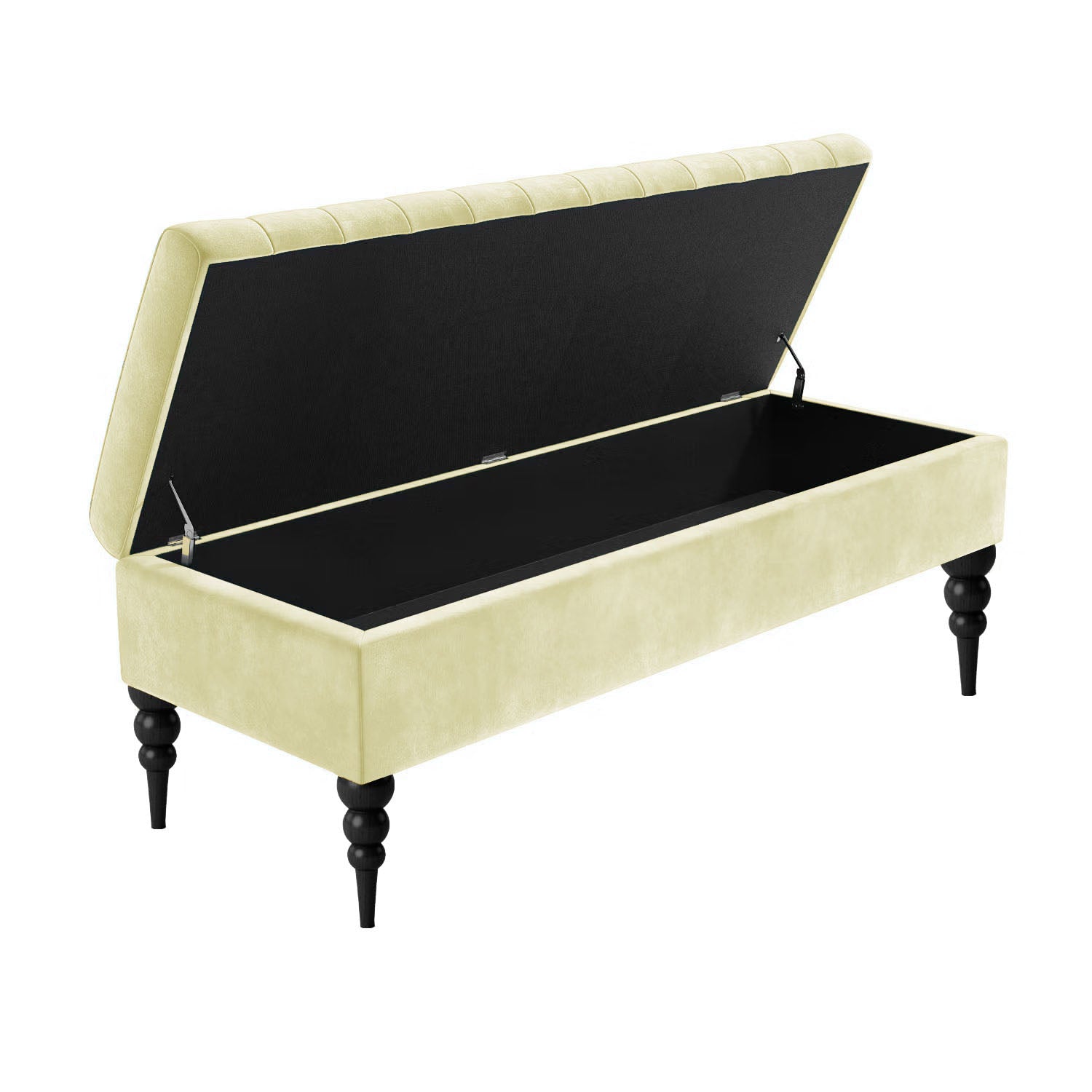 Sierra Ottoman Storage Bench with Black Turned Wooden Legs