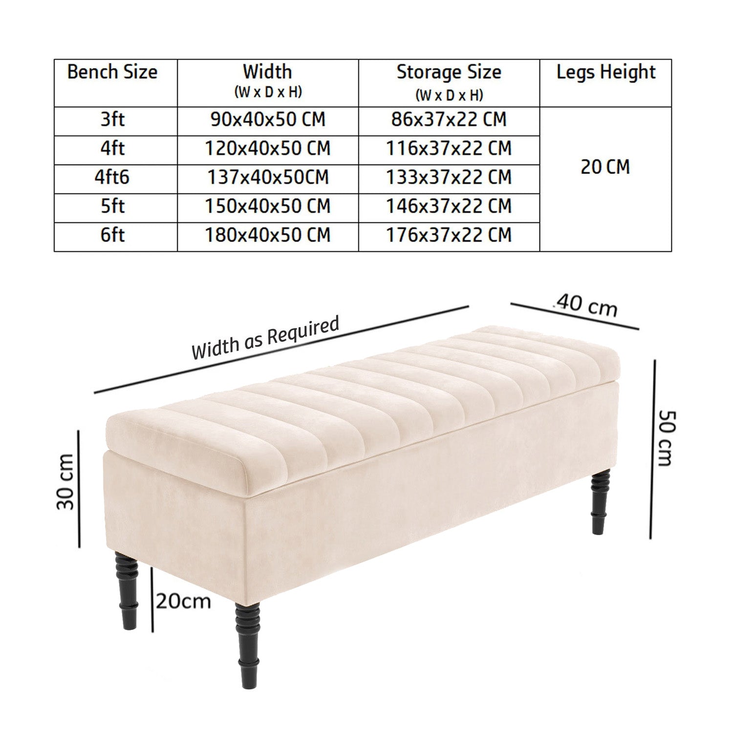 Paris Striped Ottoman Bench with storage