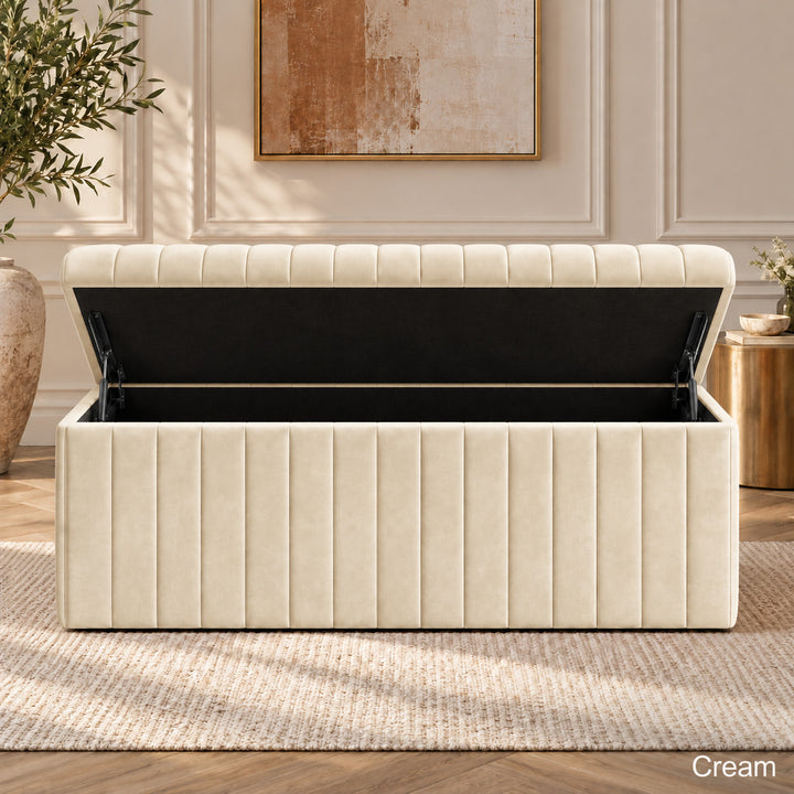 Lux Striped Ottoman Storage Box in Velvet