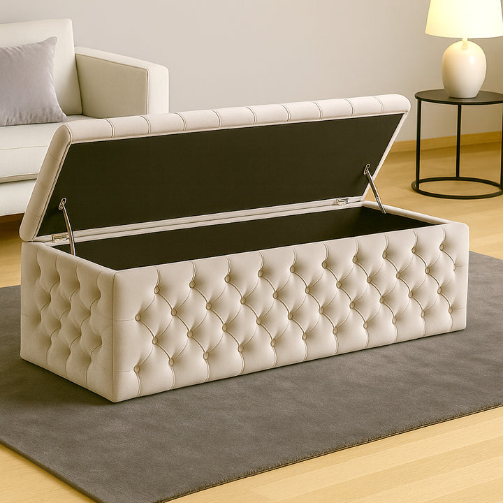 Lux Velvet Upholstered Chesterfield Storage Ottoman Box