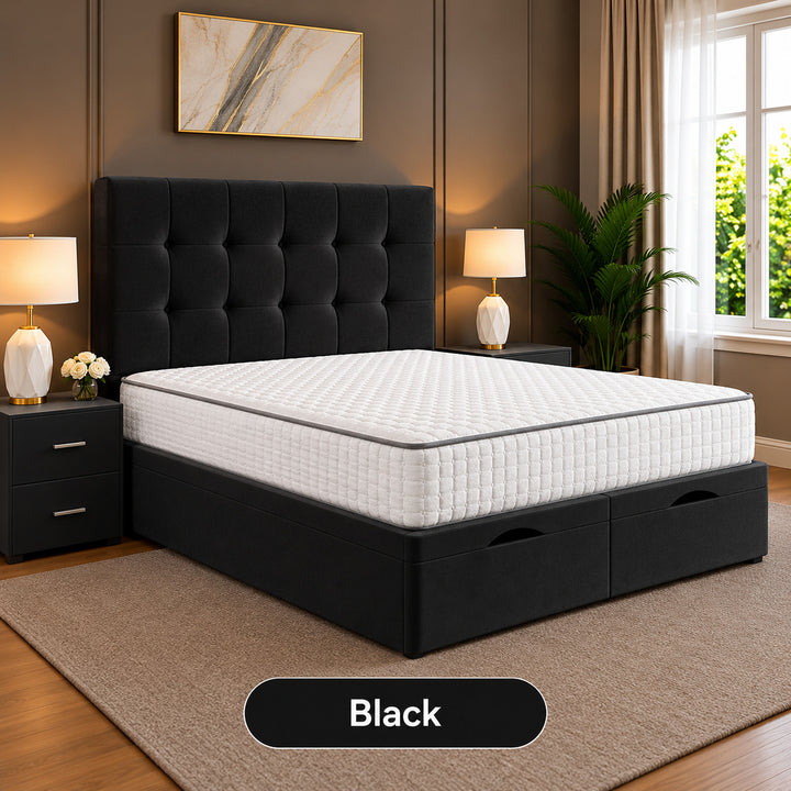 Solis Square Tufted Divan Storage Ottoman Bed Frame