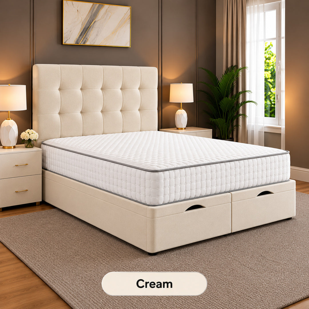 Solis Square Tufted Divan Storage Ottoman Bed Frame