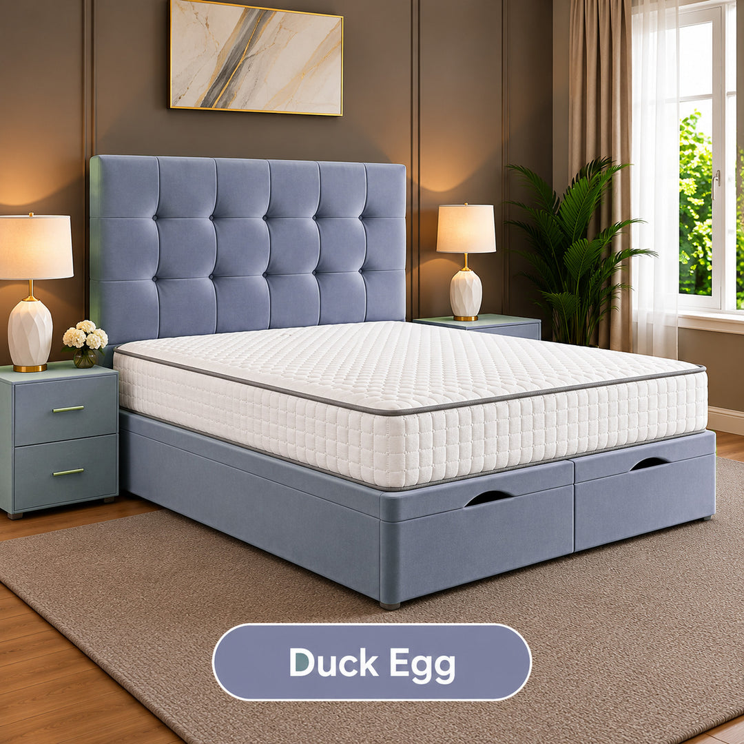 Solis Square Tufted Divan Storage Ottoman Bed Frame