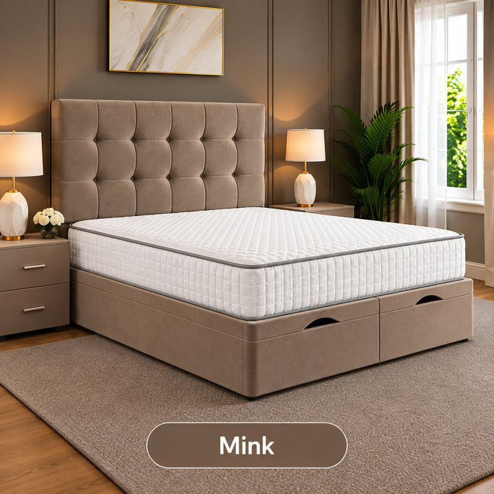 Solis Square Tufted Divan Storage Ottoman Bed Frame