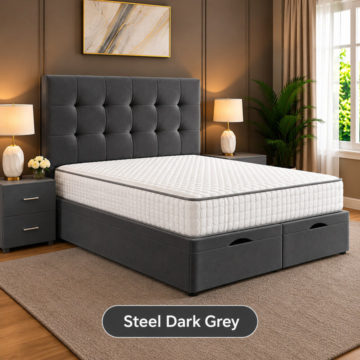 Solis Square Tufted Divan Storage Ottoman Bed Frame