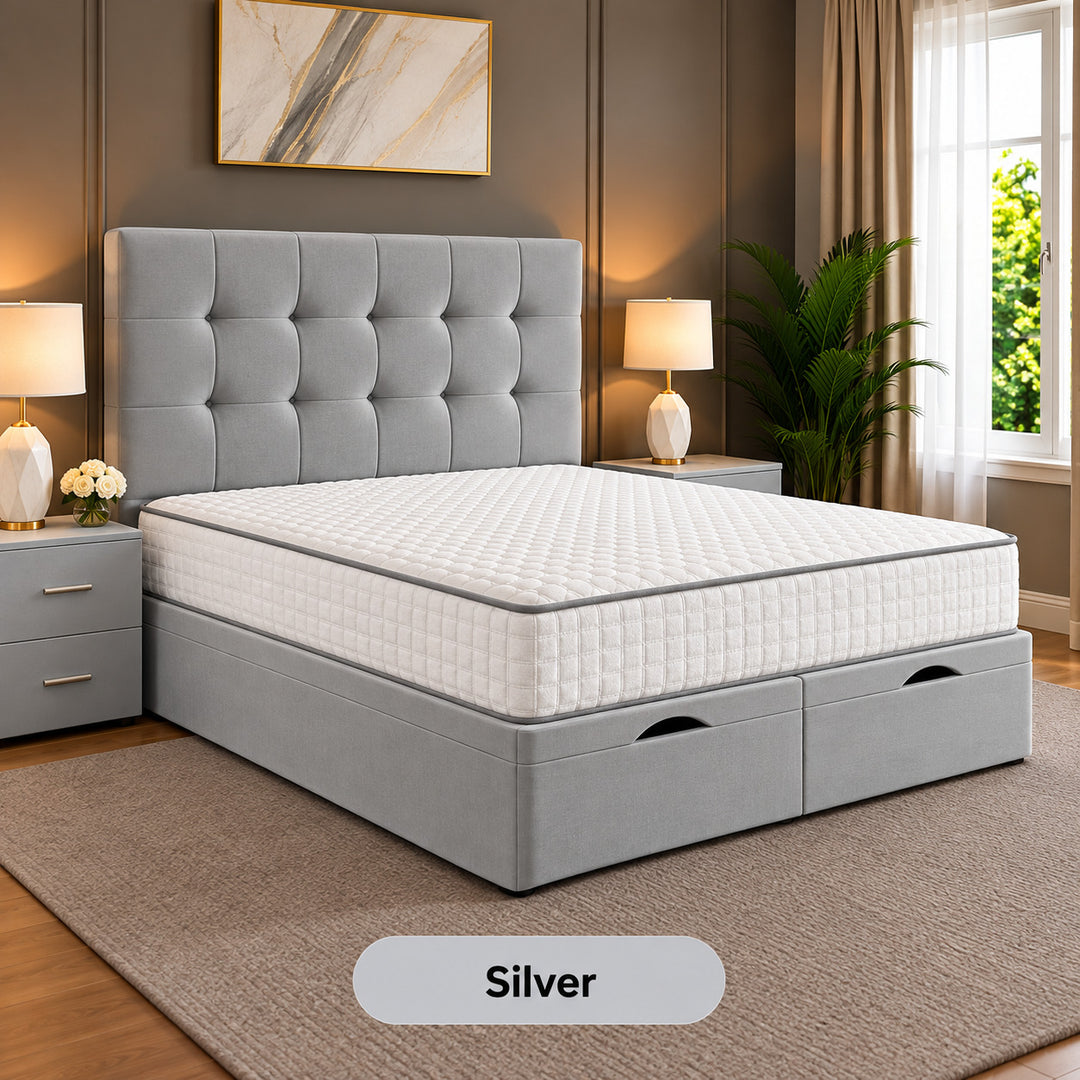 Solis Square Tufted Divan Storage Ottoman Bed Frame
