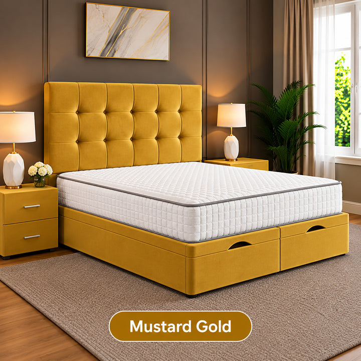 Solis Square Tufted Divan Storage Ottoman Bed Frame