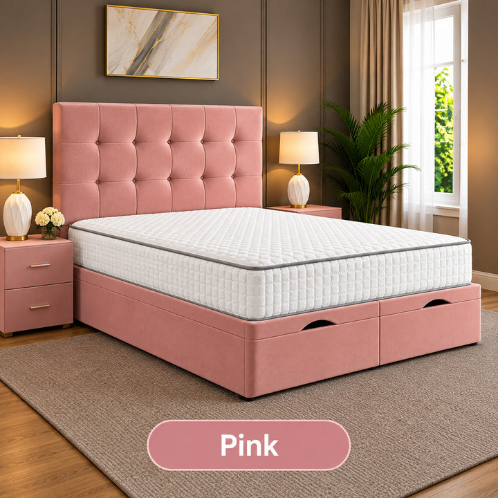 Solis Square Tufted Divan Storage Ottoman Bed Frame