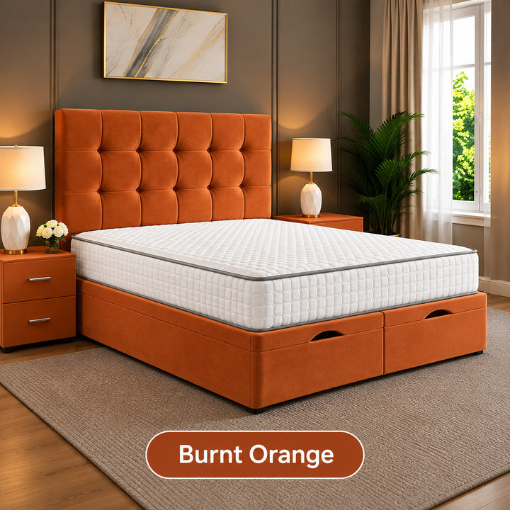 Solis Square Tufted Divan Storage Ottoman Bed Frame