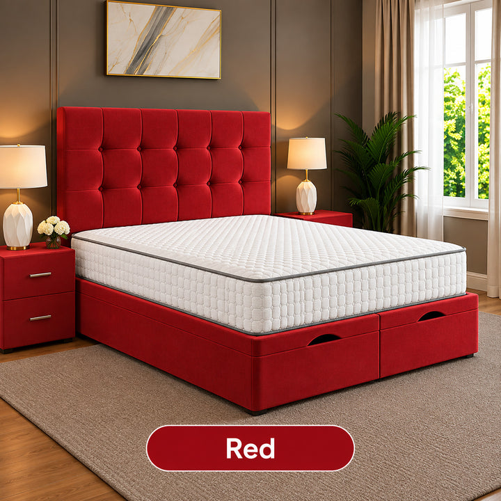 Solis Square Tufted Divan Storage Ottoman Bed Frame