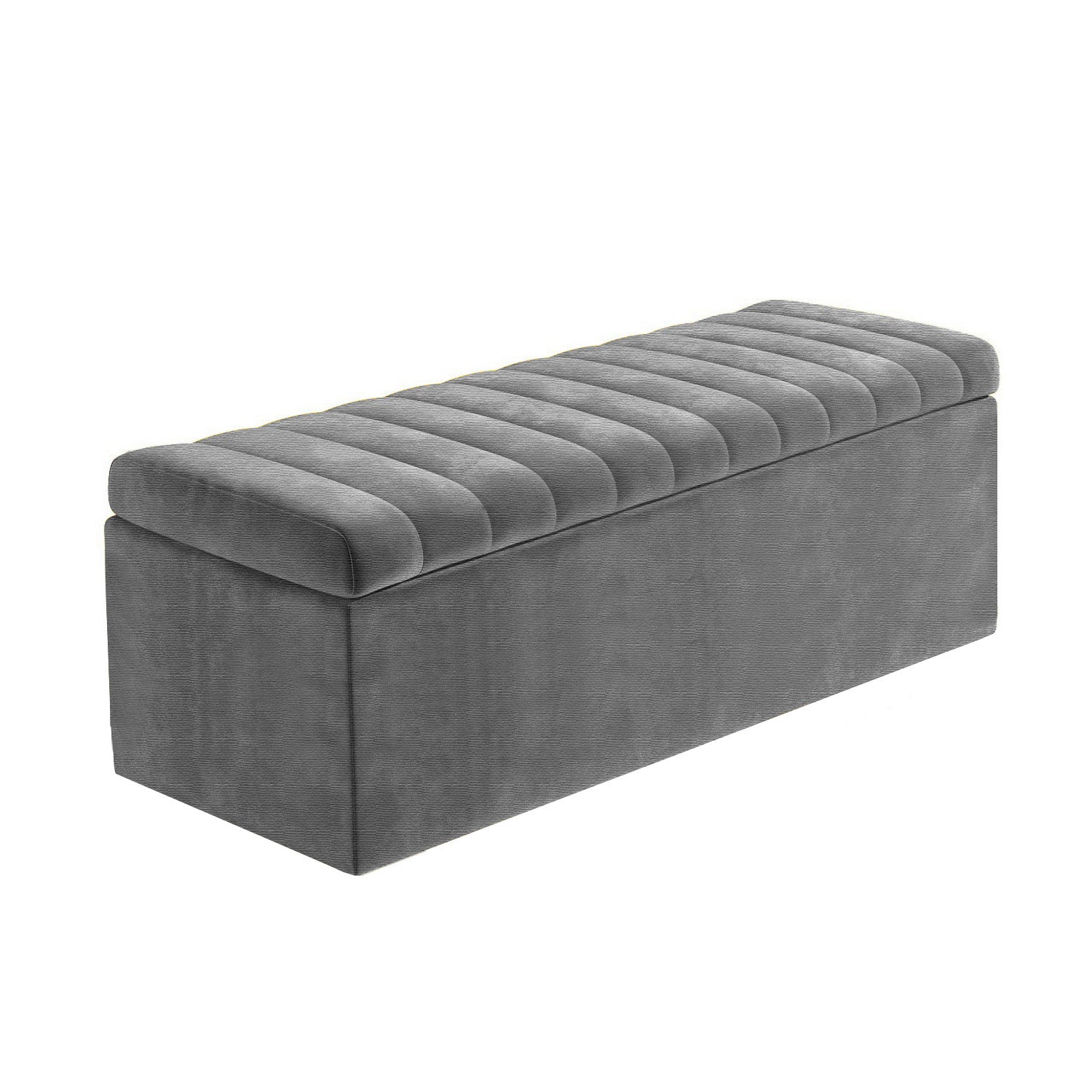 Large Safar Naples Ottoman Storage Box - Striped Upholstered Blanket Box