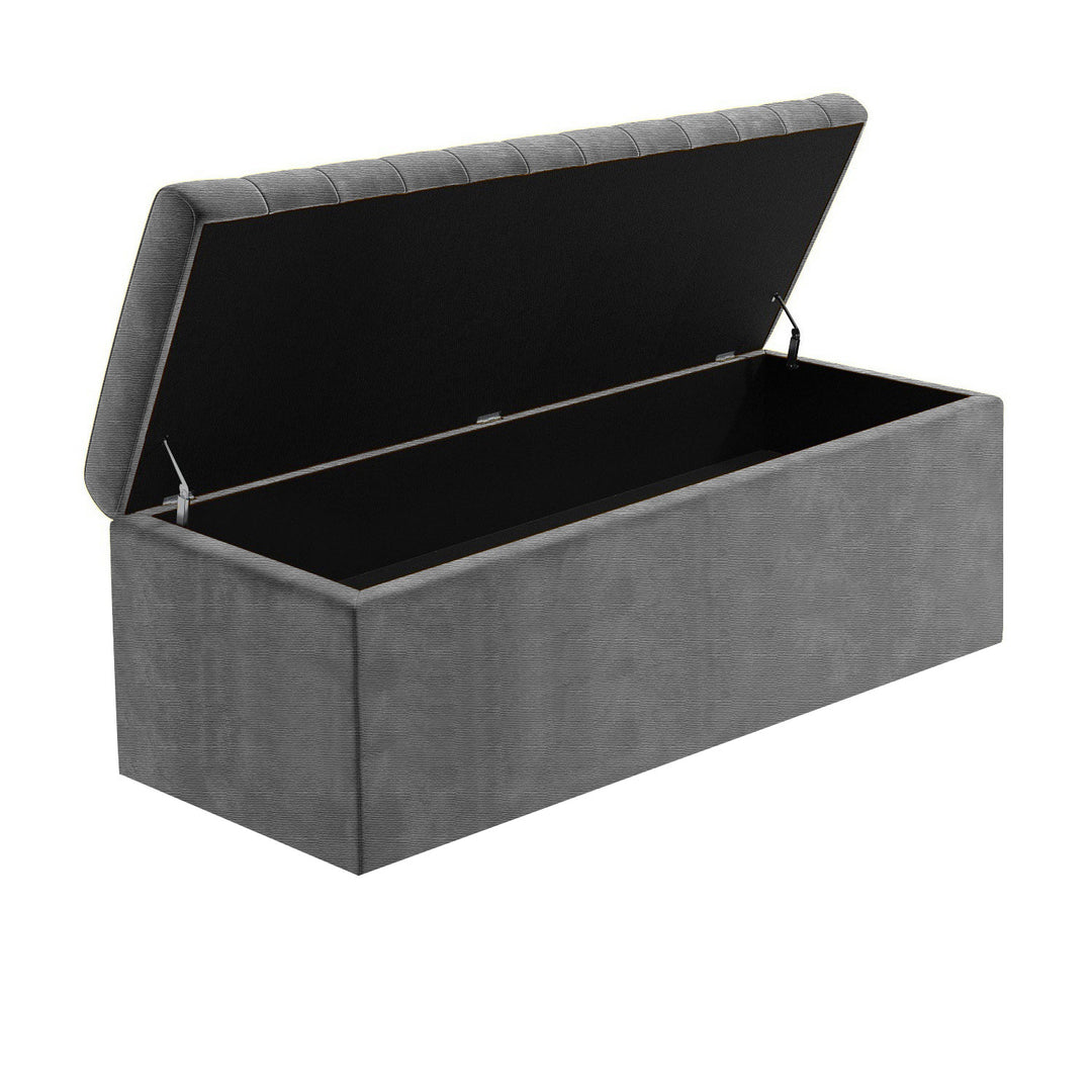 Large Safar Naples Ottoman Storage Box - Striped Upholstered Blanket Box
