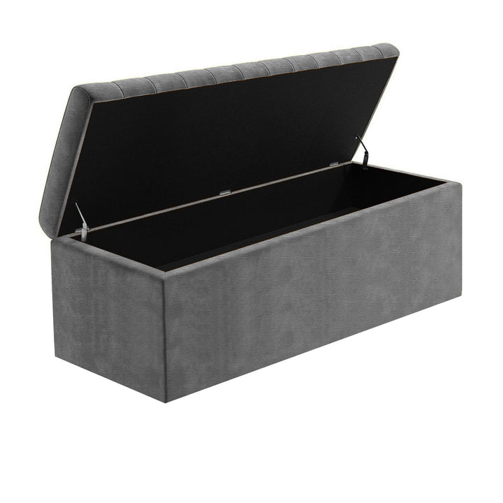 Large Safar Naples Ottoman Storage Box - Striped Upholstered Blanket Box