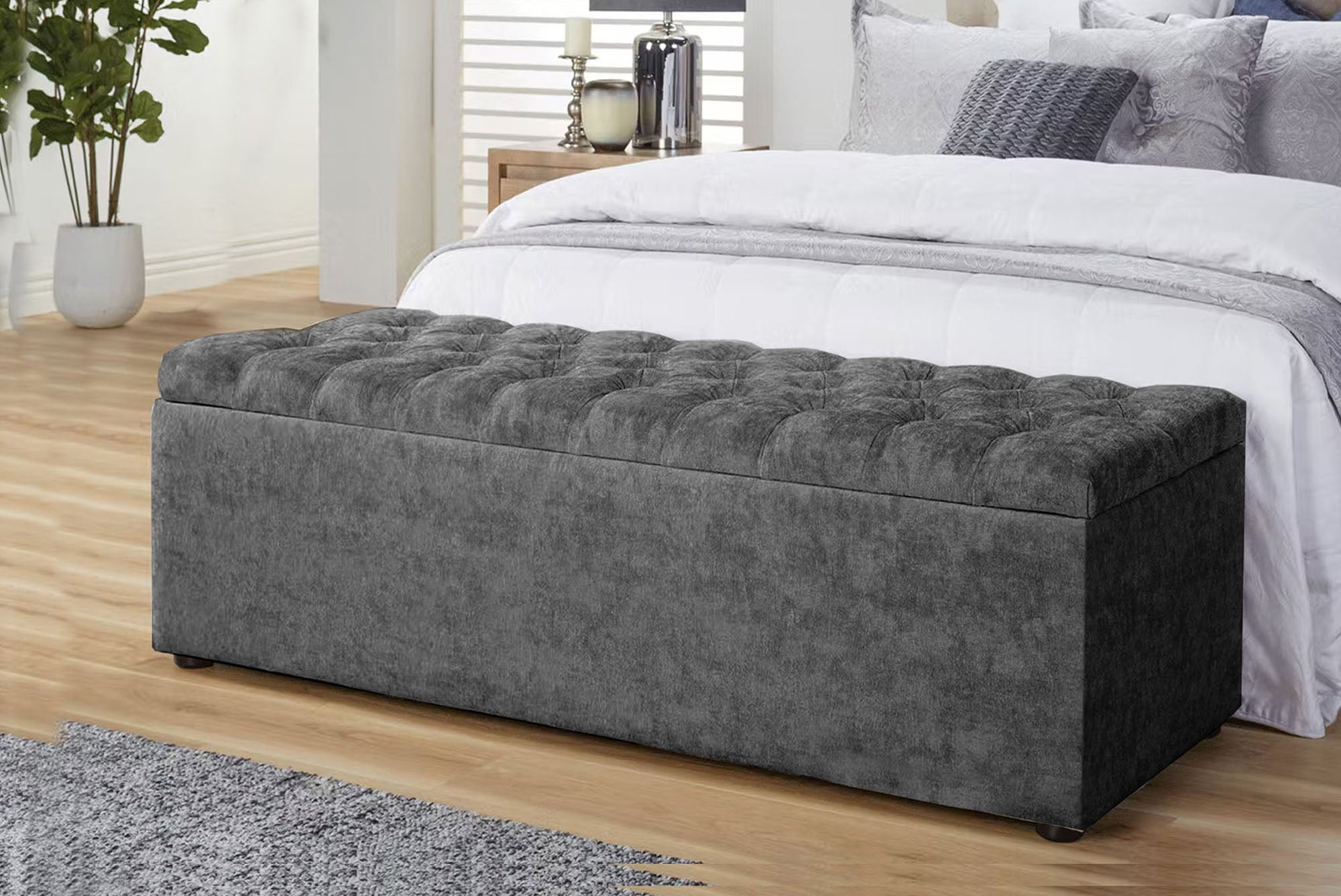 Chesterfield Ottoman Storage Box in Naples Velvet