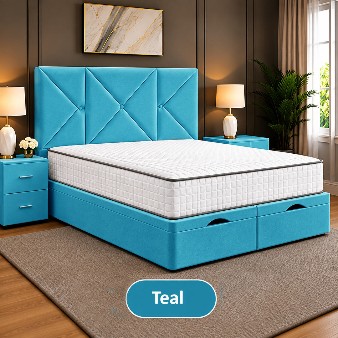 Noris Geometric Divan Ottoman Storage Bed Frame