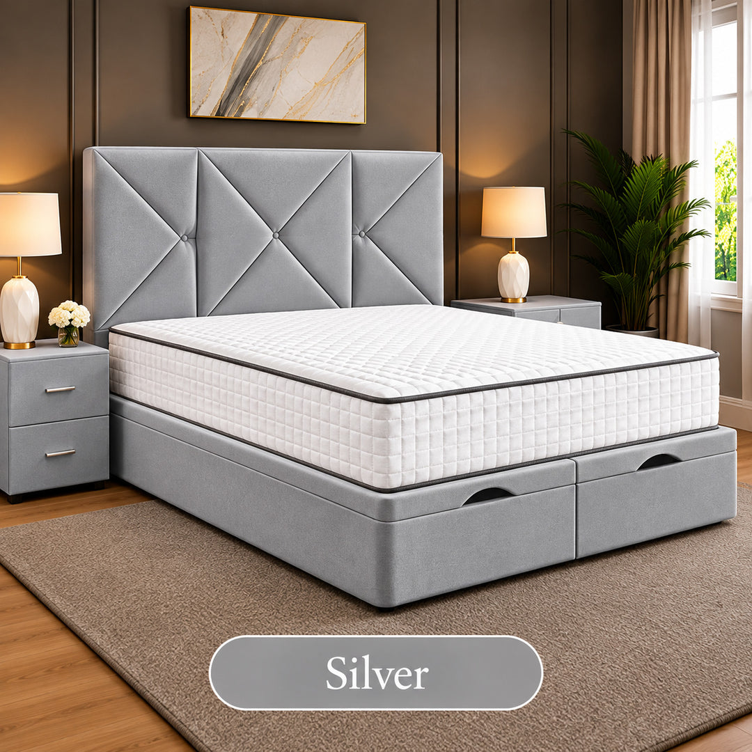 Noris Geometric Divan Ottoman Storage Bed Frame
