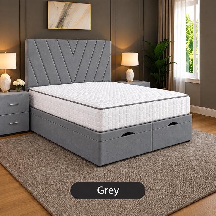 Maya Chevron Divan Ottoman Storage Bed Frame