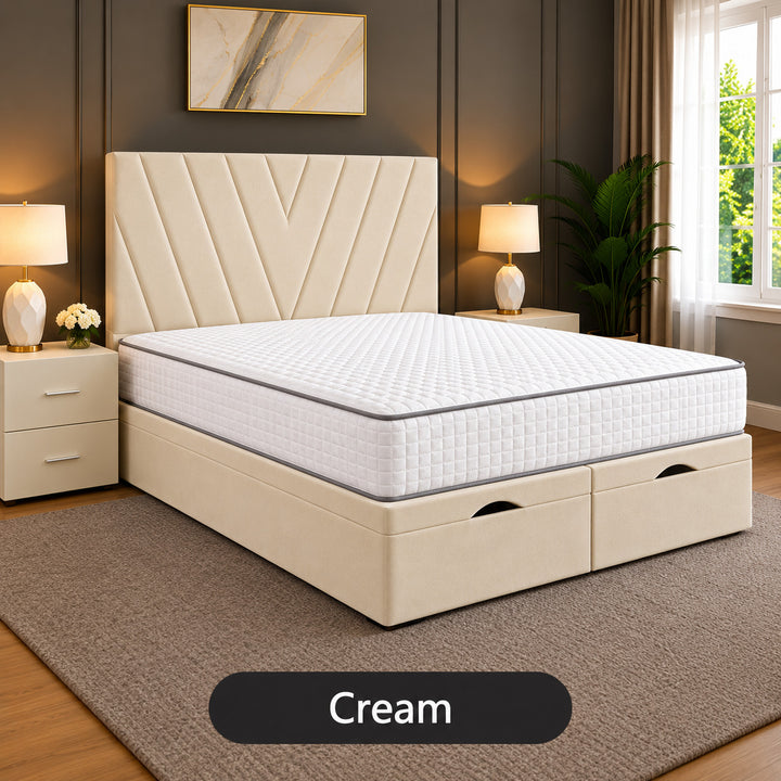 Maya Chevron Divan Ottoman Storage Bed Frame