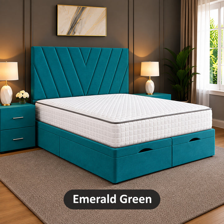 Maya Chevron Divan Ottoman Storage Bed Frame