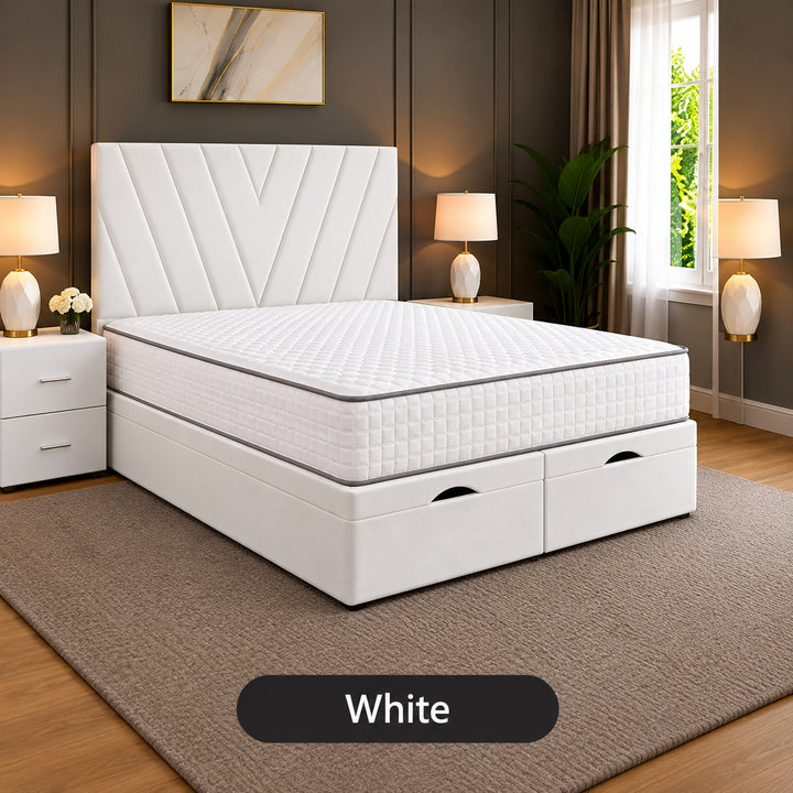 Maya Chevron Divan Ottoman Storage Bed Frame