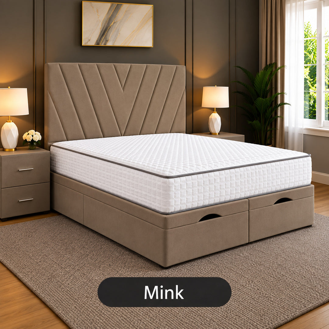 Maya Chevron Divan Ottoman Storage Bed Frame