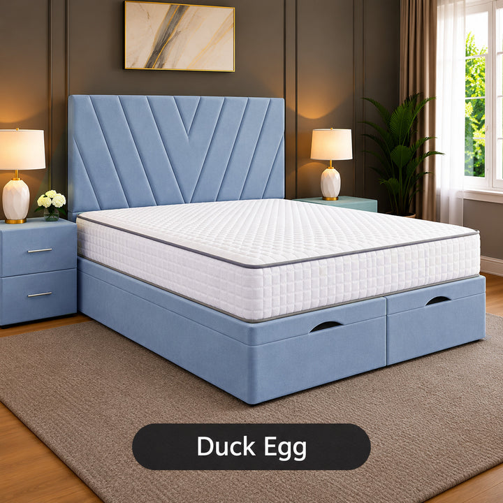 Maya Chevron Divan Ottoman Storage Bed Frame