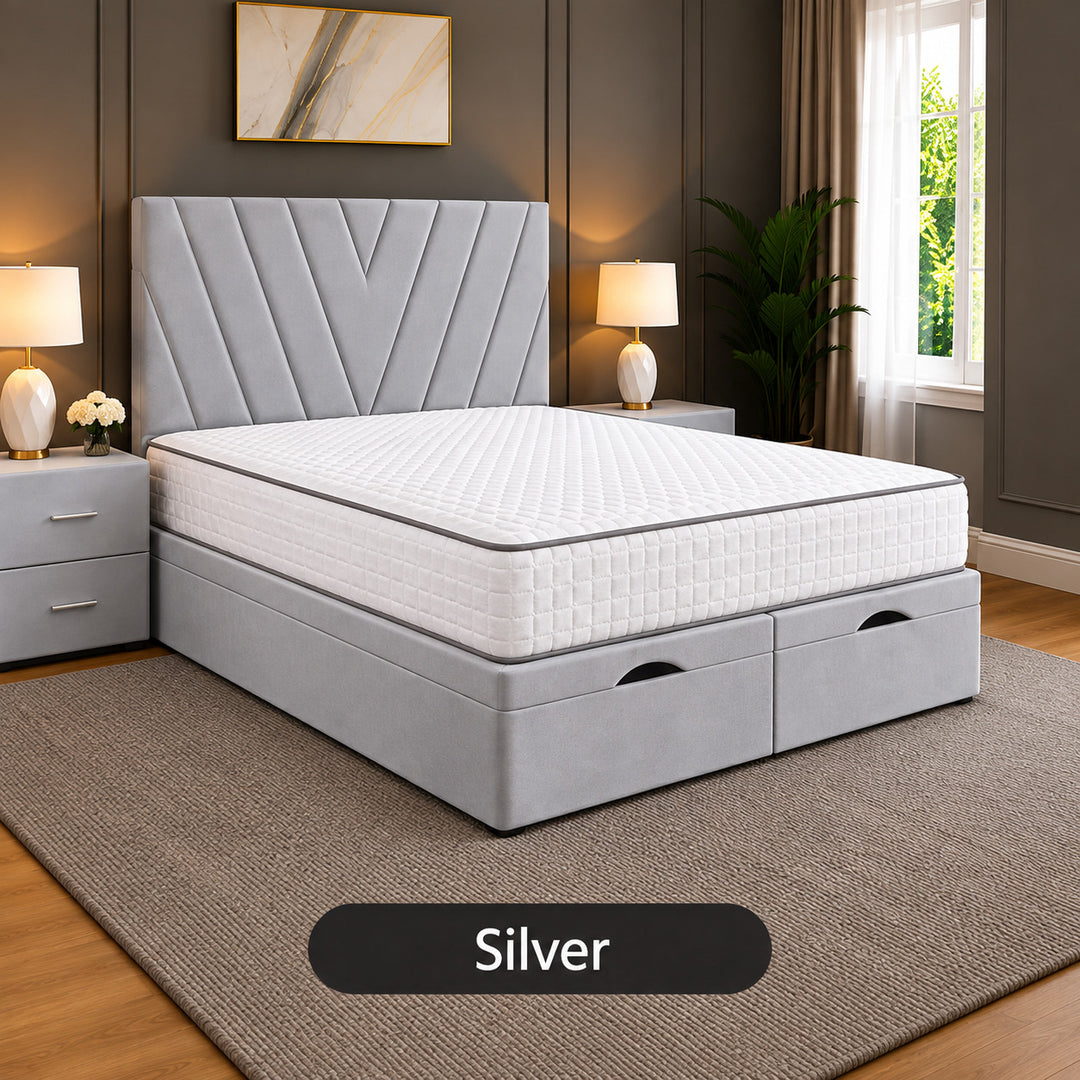 Maya Chevron Divan Ottoman Storage Bed Frame