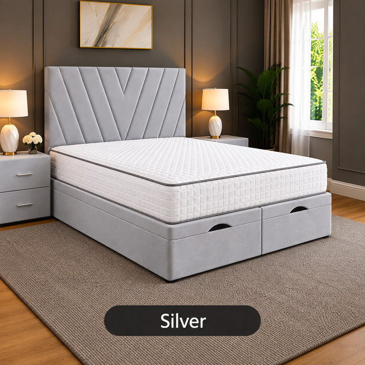 Maya Chevron Divan Ottoman Storage Bed Frame