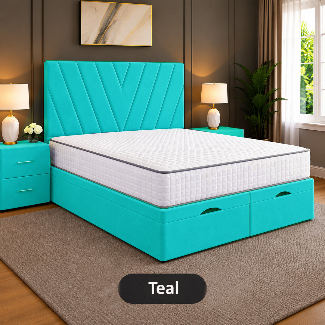 Maya Chevron Divan Ottoman Storage Bed Frame