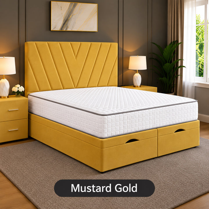 Maya Chevron Divan Ottoman Storage Bed Frame