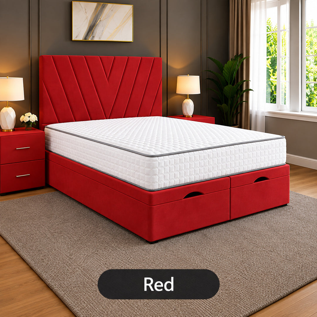 Maya Chevron Divan Ottoman Storage Bed Frame