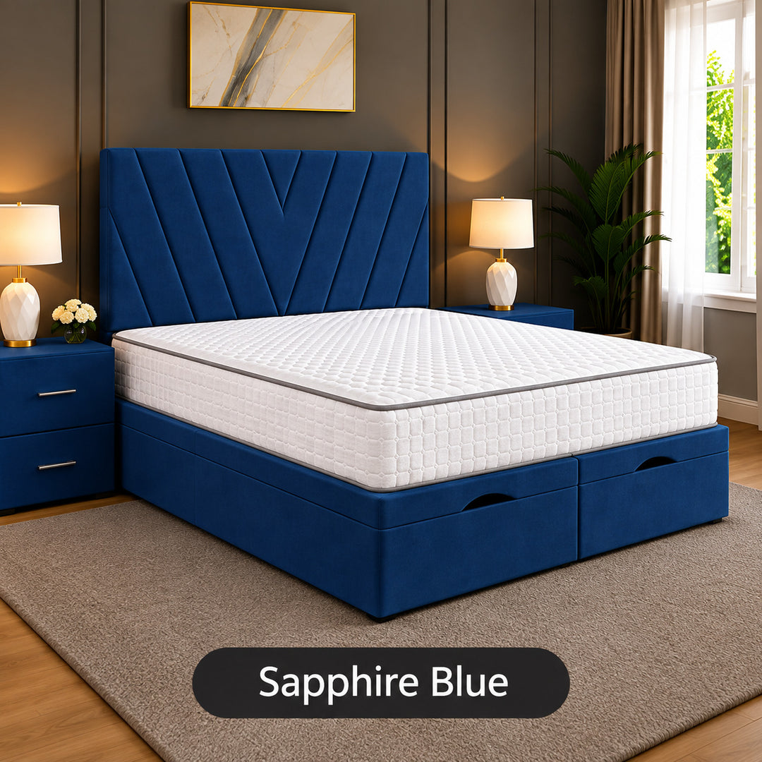 Maya Chevron Divan Ottoman Storage Bed Frame