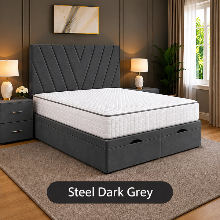 Maya Chevron Divan Ottoman Storage Bed Frame