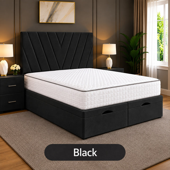 Maya Chevron Divan Ottoman Storage Bed Frame
