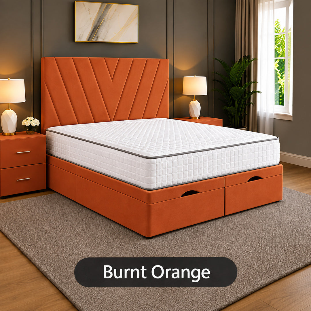 Maya Chevron Divan Ottoman Storage Bed Frame