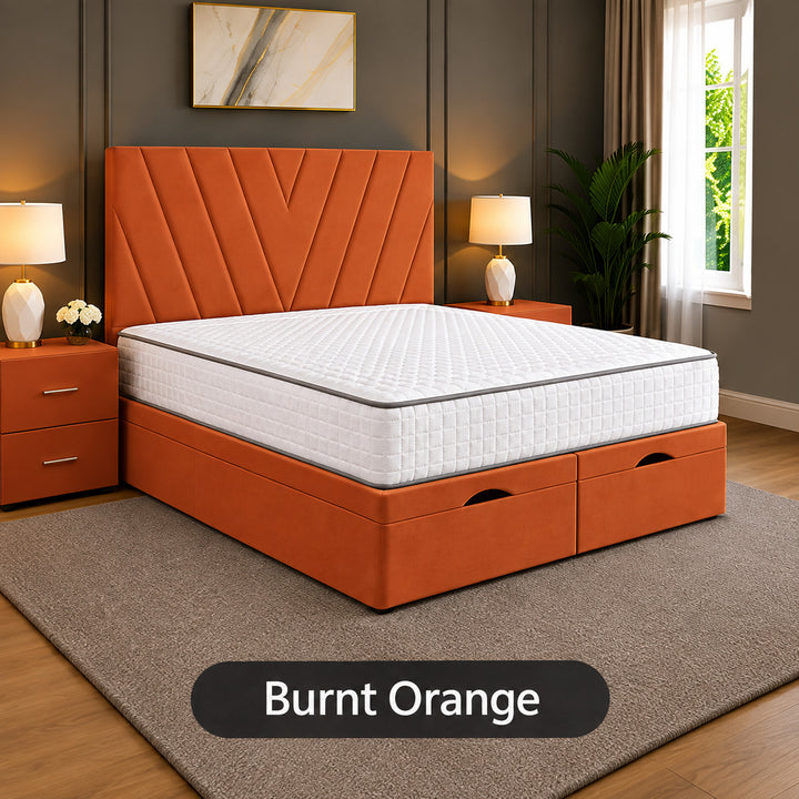 Maya Chevron Divan Ottoman Storage Bed Frame