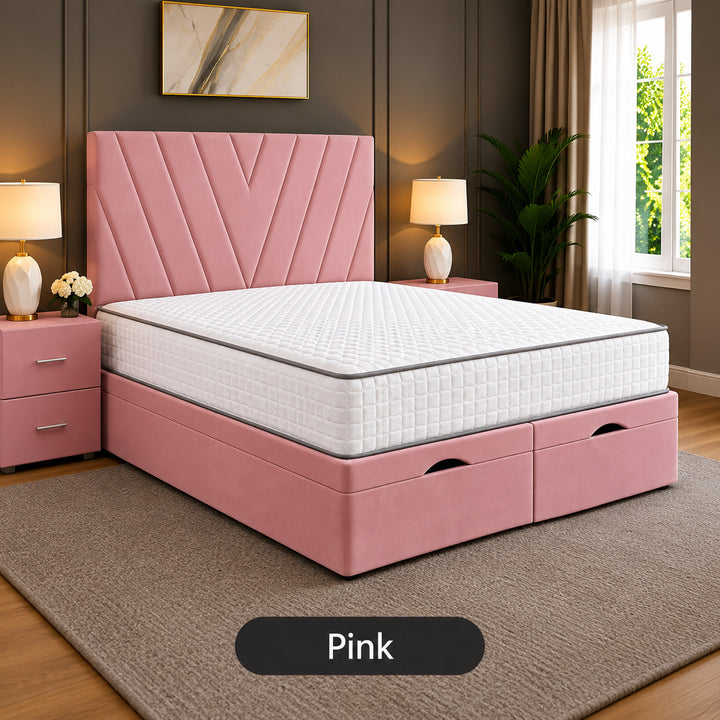 Maya Chevron Divan Ottoman Storage Bed Frame
