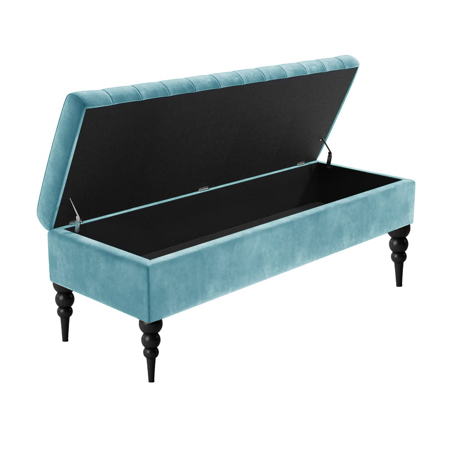 Sierra Ottoman Storage Bench with Black Turned Wooden Legs