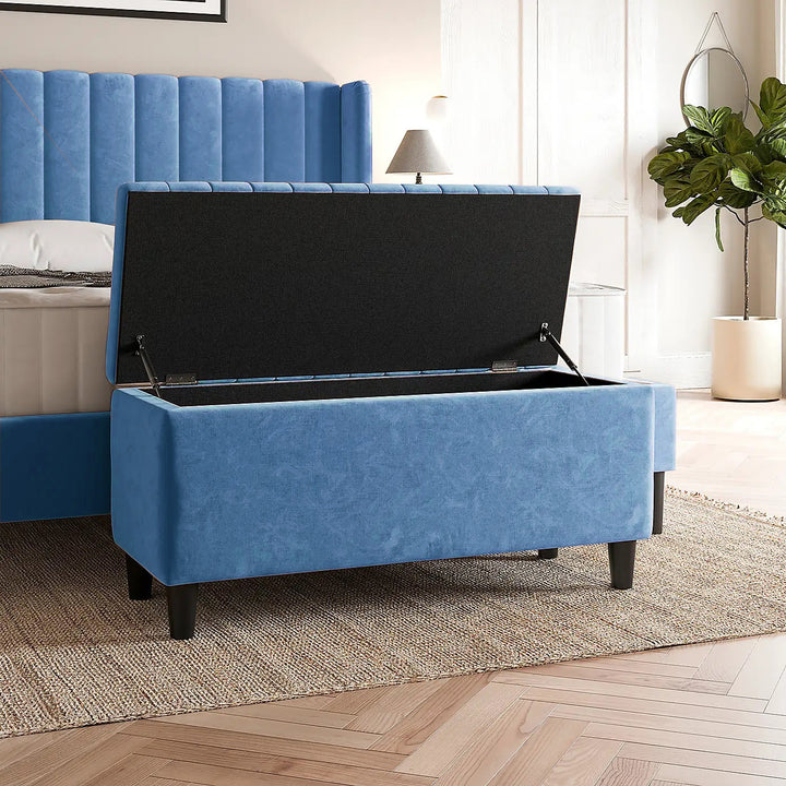 Lined Upholstered Ottoman Storage Box