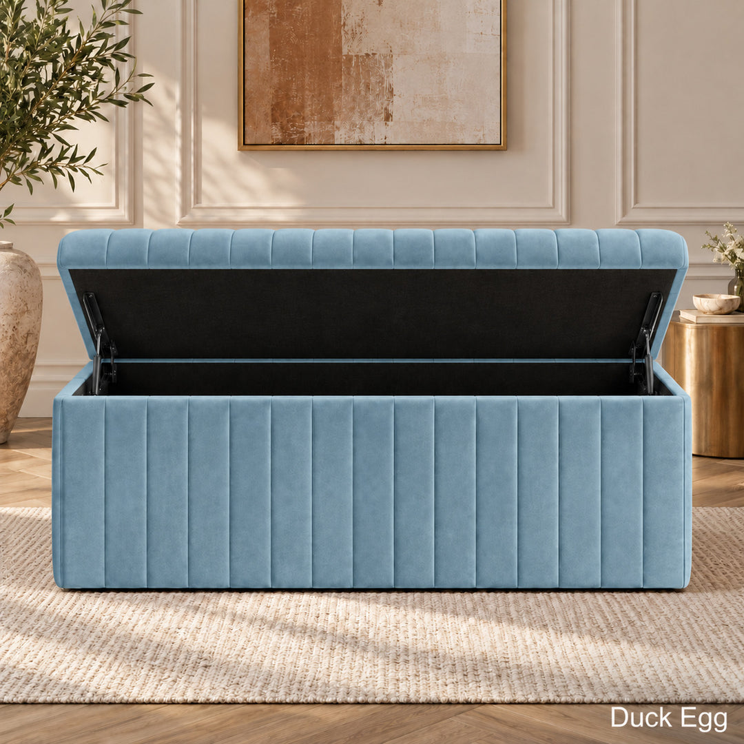 Lux Striped Ottoman Storage Box in Velvet